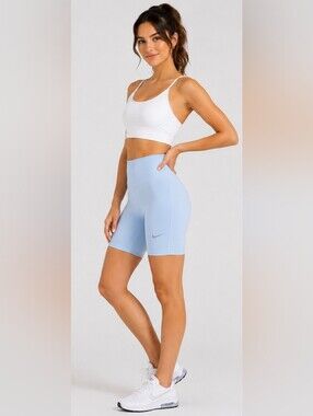 Nike Light Blue High-Rise Bike Shorts